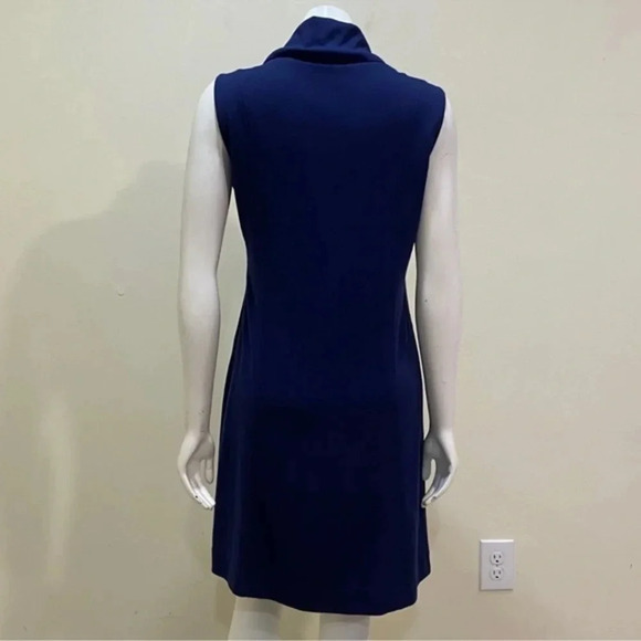 Lilly Pulitzer Finn Shift Ponte Dress Women's Navy Stretch Cowl Neck Logo XS - Picture 5 of 5